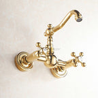 Gold Brass kitchen sink mixer tap swivel spout detail view