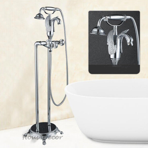 Modern bath shower mixer tap floor mounted design detail view