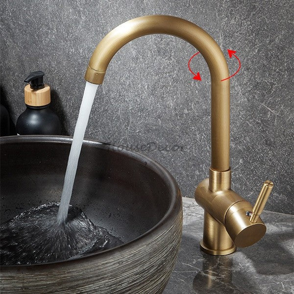 Antique Brass bath shower mixer tap swivel spout detail view