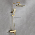 Gold bath shower mixer tap thermostatic control detail view