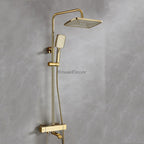 Gold bath shower mixer tap thermostatic control detail view