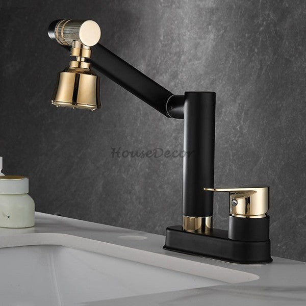 Gold Brass bath shower mixer tap swivel spout detail view