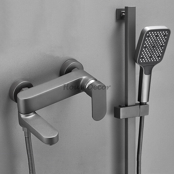 Modern bath shower mixer tap handheld shower set detail view