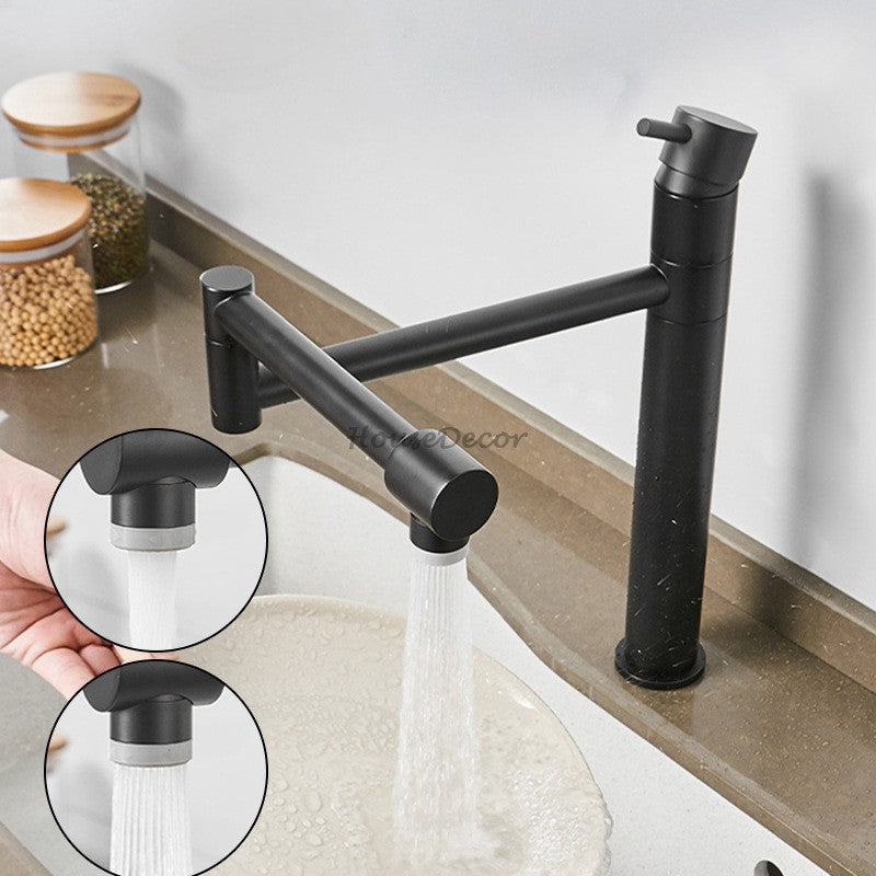 Modern Brass kitchen sink mixer tap single lever control detail view