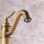 Antique Brass bath shower mixer tap swivel spout detail view