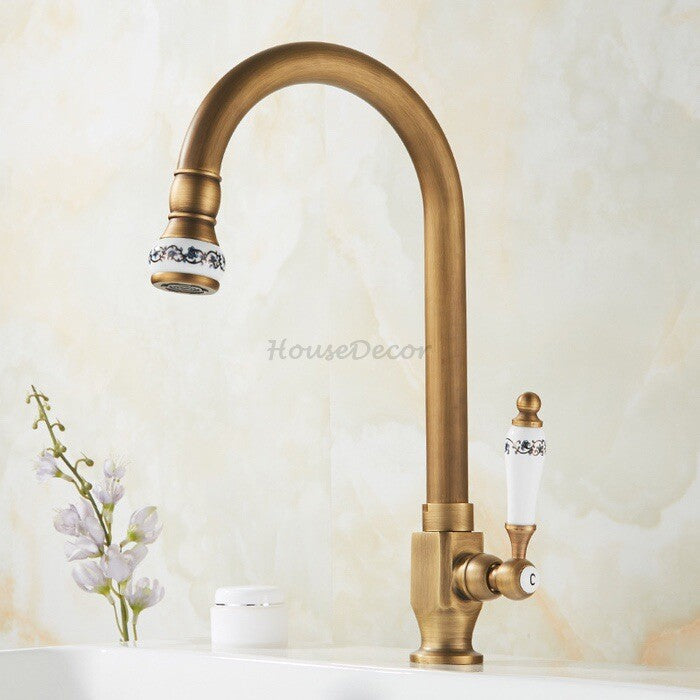 Modern Ceramic kitchen sink mixer tap swivel spout detail view