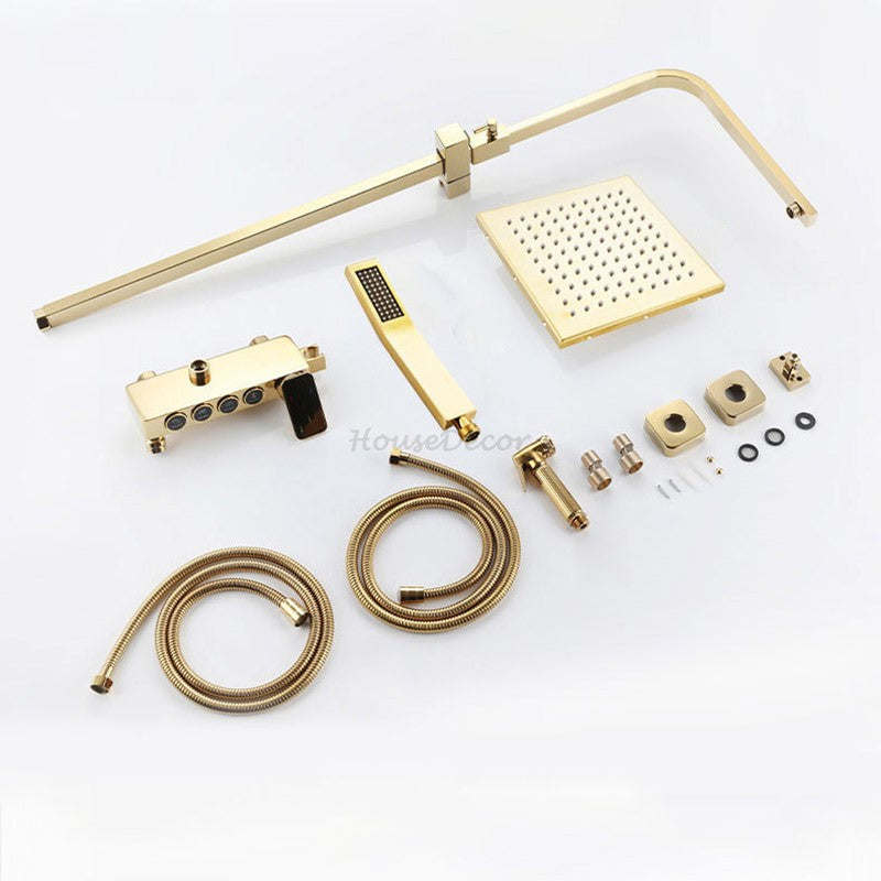 Gold bath shower mixer tap handheld shower set additional view