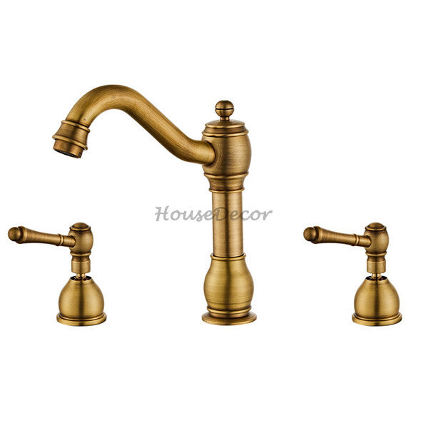 Brass bathroom basin mixer tap dual handle control main view