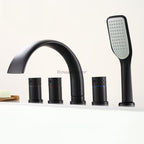 Modern bath shower mixer tap waterfall spout detail view
