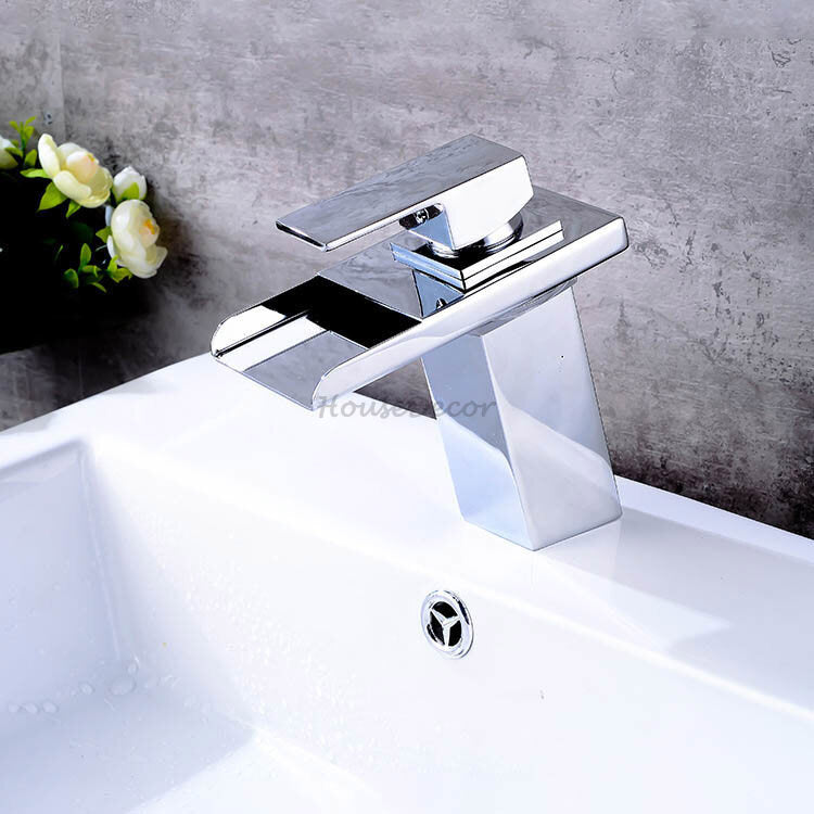 Chrome bath shower mixer tap waterfall spout detail view