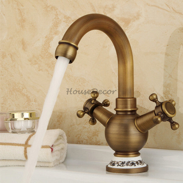 Antique Brass bath shower mixer tap swivel spout additional view