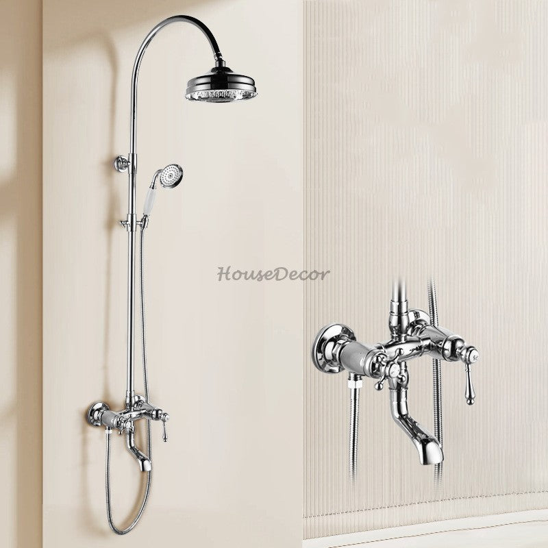 Brass bath shower mixer tap handheld shower set detail view