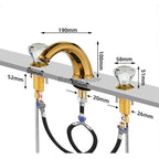 Gold bath shower mixer tap dual handle control additional view