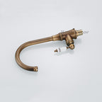 Antique Brass kitchen sink mixer tap single lever control detail view