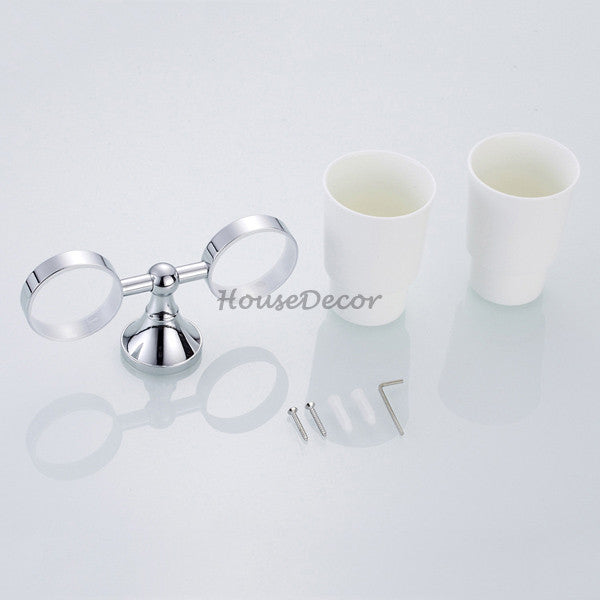 Chrome Brass toothbrush holder wall mounted design detail view