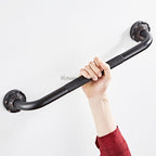 Modern bathroom grab bar safety grip detail view