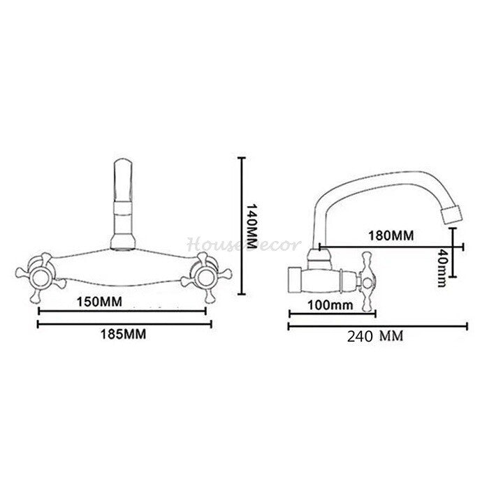 Gold kitchen sink mixer tap dual handle control additional view