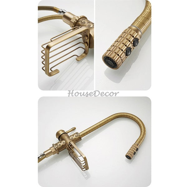 Modern Brass kitchen sink mixer tap pull out spray additional view