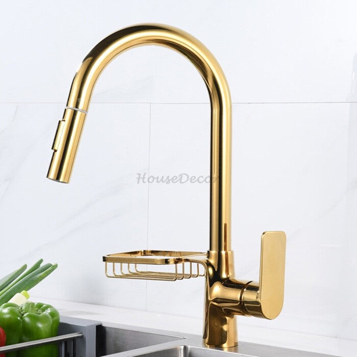 Gold bath shower mixer tap pull out spray additional view