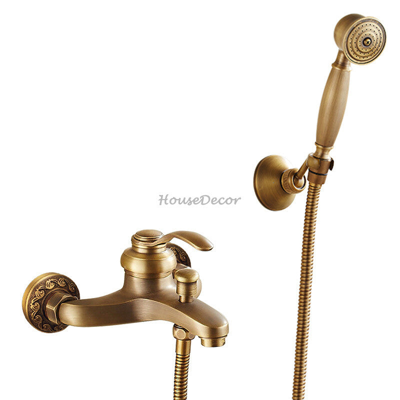 Antique Brass bath shower mixer tap wall mounted design additional view