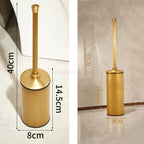Luxury High-end Brass Floor Standing Toilet With lid Cleaning Brush Holder Set