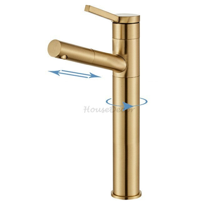 Brushed Gold Brass bath shower mixer tap pull out spray detail view