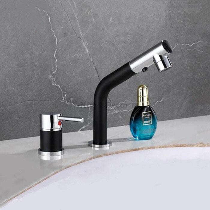 Modern bath shower mixer tap pull out spray detail view