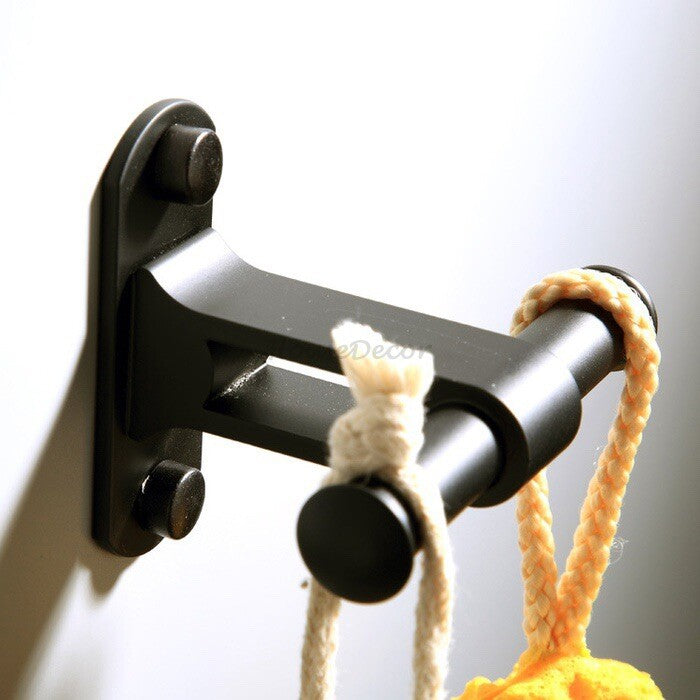 Matte Black robe hook wall mounted design detail view