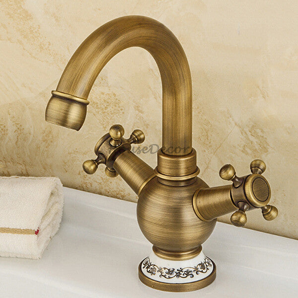 Antique Brass bath shower mixer tap swivel spout additional view