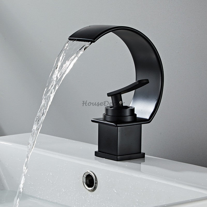 Brass bath shower mixer tap waterfall spout detail view