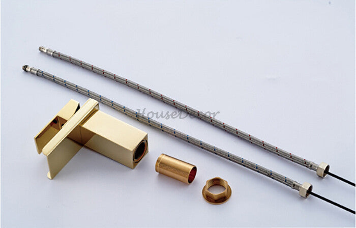 Gold bath shower mixer tap waterfall spout additional view