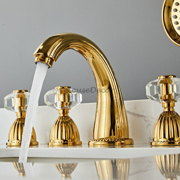 Gold bath shower mixer tap detailed product view additional view