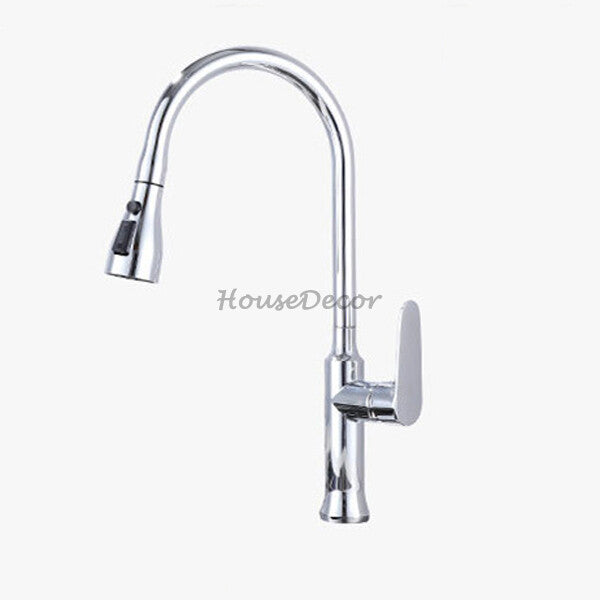 Modern kitchen sink mixer tap pull out spray detail view