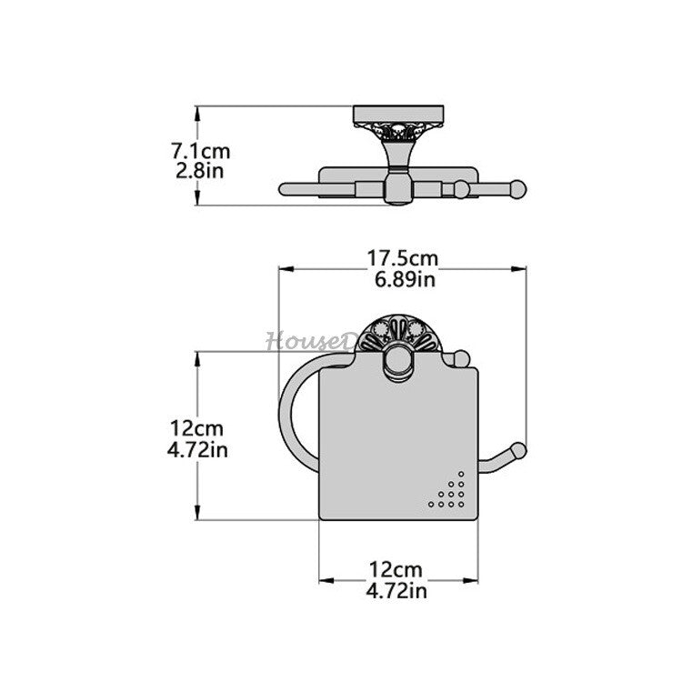 Black toilet paper holder detailed product view additional view