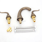 Modern bath shower mixer tap dual handle control detail view