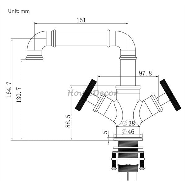 Modern bath shower mixer tap dual handle control additional view