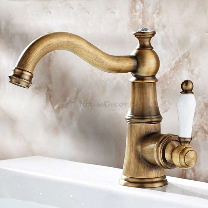 Antique Brass bath shower mixer tap swivel spout main view