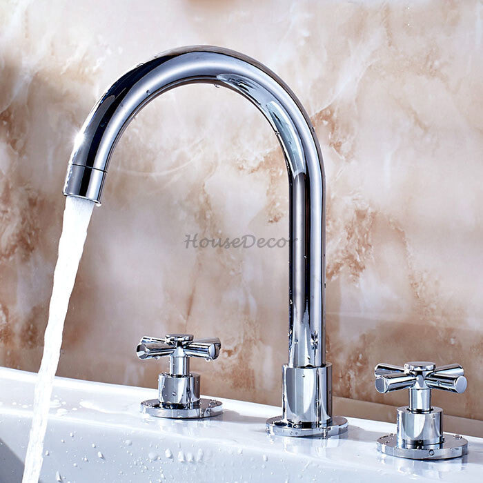 Modern bath shower mixer tap dual handle control main view