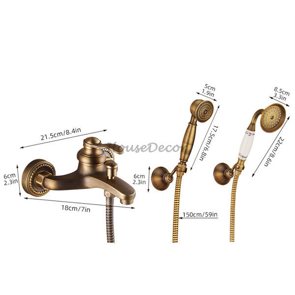 Antique Brass bath shower mixer tap wall mounted design additional view