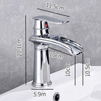Modern bath shower mixer tap waterfall spout detail view