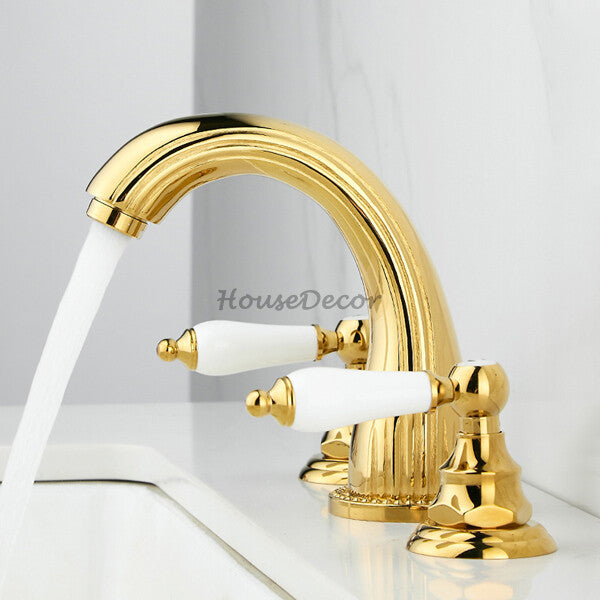 Polished Brass bath shower mixer tap dual handle control additional view