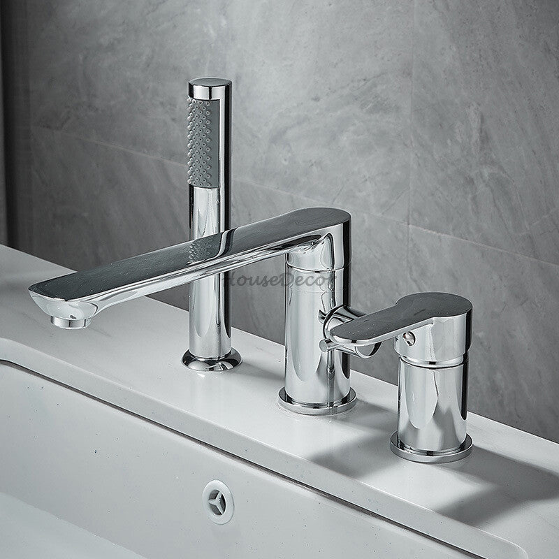 Modern Brass bath shower mixer tap swivel spout detail view