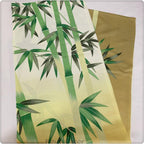 Green Fabric doorway curtain room divider design detail view