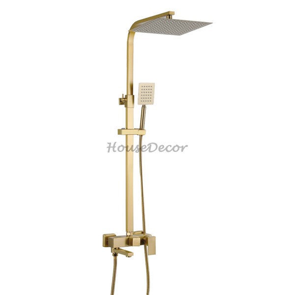 Brushed Gold bath shower mixer tap swivel spout main view