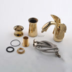 Gold Brass bath shower mixer tap single lever control detail view