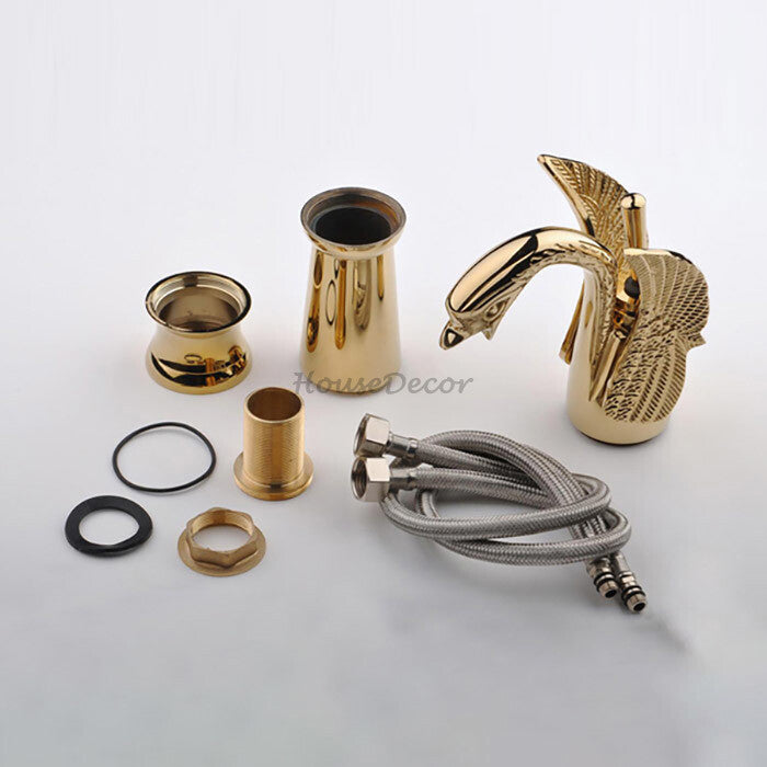 Gold Brass bath shower mixer tap single lever control detail view