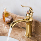 Gold bath shower mixer tap single lever control detail view