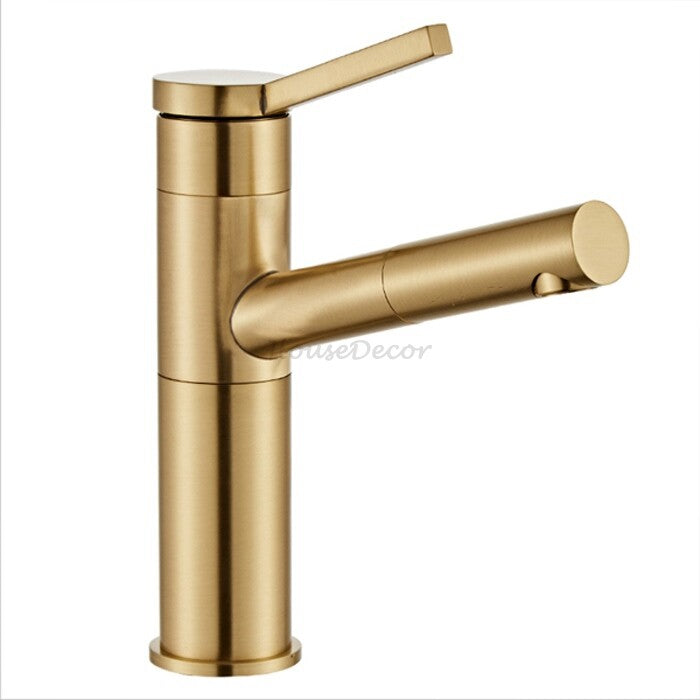 Brushed Gold Brass bath shower mixer tap pull out spray additional view