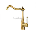 Antique Brass kitchen sink mixer tap swivel spout main view