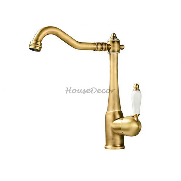 Antique Brass kitchen sink mixer tap swivel spout main view